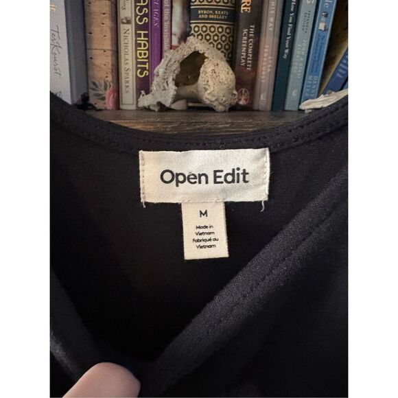 NWT Open Edit Black Midi Slit Tank Dress Size Medium - Picture 3 of 6